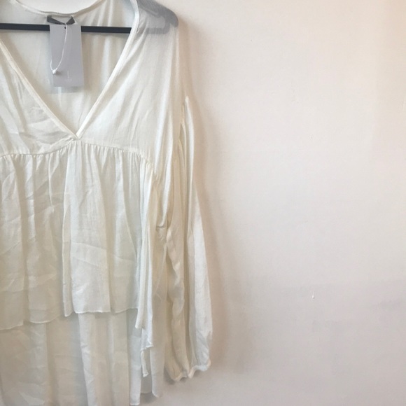 NWT ZARA Light Longsleeve Off White Blouse - Picture 3 of 4